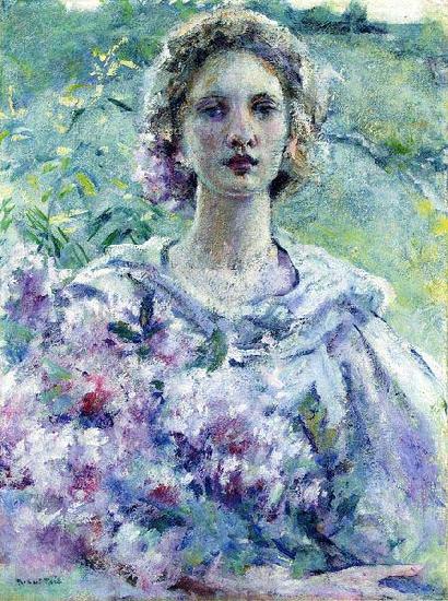 Robert Reid Girl with Flowers France oil painting art